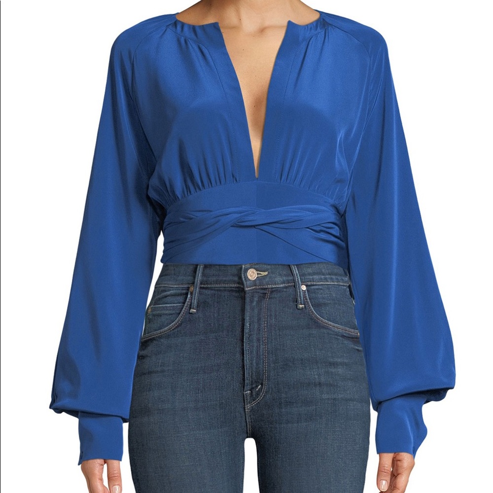 NWT! Diane Von Furstenberg Silk Keyhole Blouse